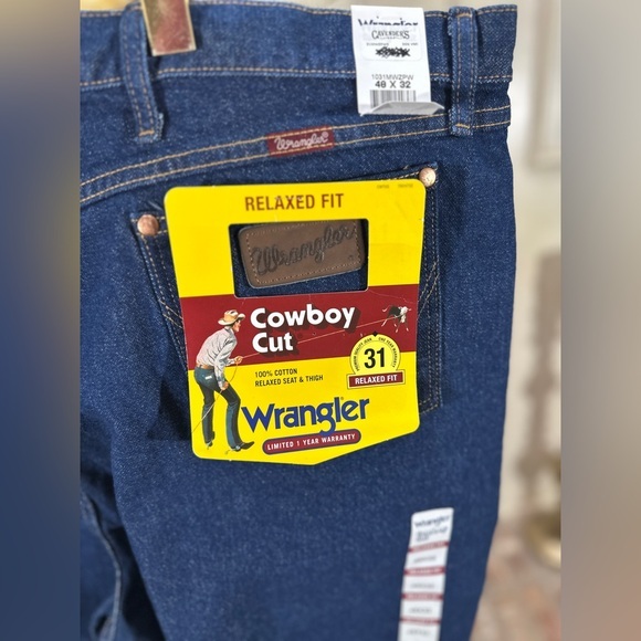 NWT Wrangler Cowboy Cut Relaxed Fit Jeans – 48x32 – Style 1031MWZPW – Dark Wash - Picture 3 of 7
